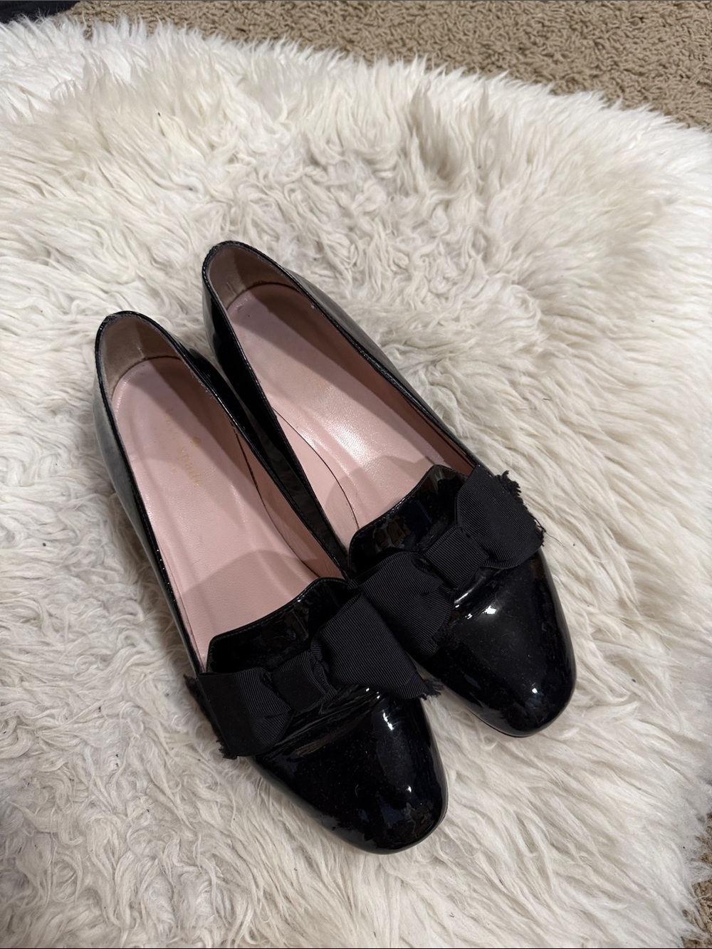 Kate Spade Black Patent Leather Gino Bow Flats Size 9M